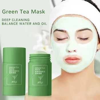 Za Nego kože, Zeleni Čaj za Čiščenje Maska za Čiščenje Palico Masko Olje Nadzor Antis-Akne Jajčevec Trdna Fine Odstranite Blackhead Blatne Maske, 40 g