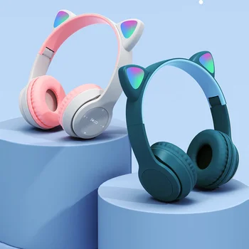 Za Online Daljni Učenje Brezžične Slušalke Mačje Uho LED sveti Bluetooth Zložljive Slušalke Nad Uho, Mikrofon Dropship
