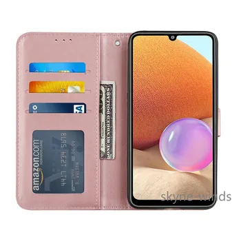 Za Samsung Galaxy A32 4G primeru telefon preprost dva barve cowhide vrvica za opaljivanje tega flip denarnice posnetek zadnji pokrovček za Samsung 32 4G coque
