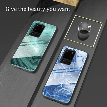 Za Samsung Galaxy S21 Ultra 5G Primeru, Kaljeno Steklo Z Mehko TPU Okvir Shockproof Nazaj Za Samsung Galaxy S21 Plus Kritje Primera
