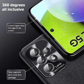 Za Samsung Galaxy S21 Ultra 5G S21 Plus S20 Ultra Opomba 20 Primeru PU Usnje Popolno Zaščito Kovin Fotoaparat Zaščitnik Mehko Kritje Funda