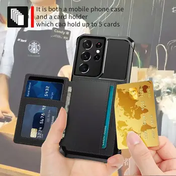 Za Samsung Galaxy S21 Ultra Plus Kreditno Kartico Primeru PU Usnja Flip Denarnice pokrijemo s Fotografijo Imetnika Težko Hrbtni Pokrovček za S21 Ultra