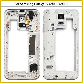 Za Samsung Galaxy S5 G900F G900H i9600 Plastičnih Sredini Okvirja Ploščo + Baterija Hrbtni Pokrovček Zadnja Vrata S5 Stanovanj Primeru Zamenjajte