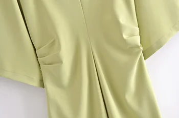 ZA Ženske 2021 Poletje Elegantna Moda Z Naguban Midi Shirt Obleko Letnik Dolg Rokav beloprsi Singl Ženske Obleke Nove