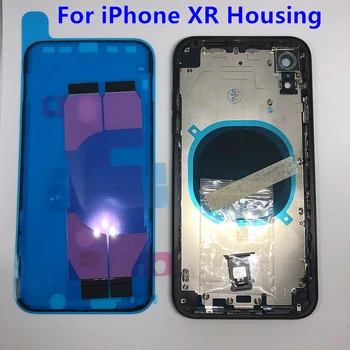 Zamenjava Nazaj za iPhone XR Zadaj Stanovanj Sredini Okvirja in Stekla Nazaj Kritje z Majhnimi Deli