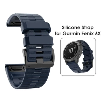 Zamenjava Silikonski Watch Pasu Trak za Garmin Fenix 6X 5X 3 D2 Tactix Bravo Spust MK1 Manšeta Zapestnico(Midnight Blue)