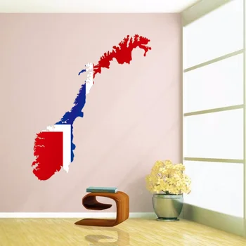 Zastavo Zemljevid Norveška Steno Vinilne Nalepke po Meri Dom Dekor Steklo Decals Poroko Plastično Ozadje Kreativen Plakat