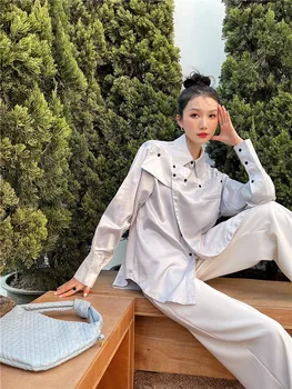 ZCSMLL Rokavi Ženske Nove korejske Modne Vse-tekmo Slim Dolgo sleeved Barva Osebnost Bluzo 2021 Pomlad Poletje