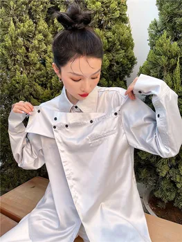 ZCSMLL Rokavi Ženske Nove korejske Modne Vse-tekmo Slim Dolgo sleeved Barva Osebnost Bluzo 2021 Pomlad Poletje