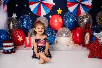 ZDA Domoljubne Teme Fotografija Ozadje Baby Otroci Rojstni dan Portret Ozadje, Zvezde in Proge Papirja Navijači Baloni Banner