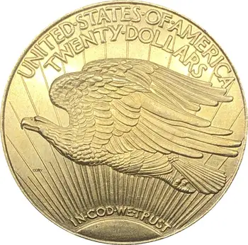 Zda Svobode 1909 D Dvajset 20 Dolarjev Saint Gaudens Dvojni Orel Z Geslom V Boga Zaupamo Zlato Kopija Kovanca