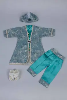 Zelena Novorojenček Dojenček Fant Obleko Princ Otomanski Sultan Princ Gospod Moške Lutke 5Piece Male otroke, Komplet Oblačil za Posebne Priložnosti