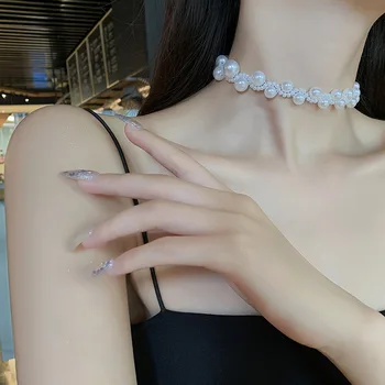 Zeojrlly Ženske Chokers Ogrlice Klasičen O verigi Pearl, Povsem Preprosta Modna korejski Nakit Za Ženske Ogrlica