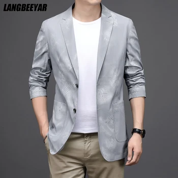 Zgornji Razred Nov Slog Priložnostne Znamke Korejski Modni Vzorec Moške Obleke Suknjič Slim Fit Trending Klasičnih Jopič Plašči Moške Obleke 2021