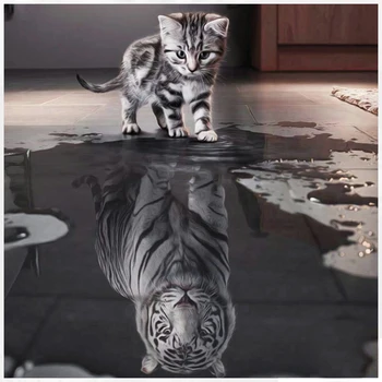 Zhui Star Novih Obrtnih Mačka Razmislek Tiger 5D DIY Diamond Slikarstvo Živali Diamond Vezenje Evropski Mozaik Doma Dekoracijo