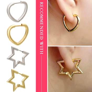 ZHUKOU 1piece 2020 zlata/srebrna barva majhne hoop uhani star srce Medenina Sijajni uhani obroče za ženske, nakit model:VE179