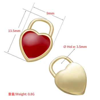 ZHUKOU 9x13.5 mm Medenina lep srca uhani čarobne gumbe za DIY nakit, izdelava majhen Obesek, nakit, dodatki Potrebščine model:VD730