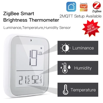 ZigBee Smart Svetlost Termometer Senzor Realnem času Svetlobo občutljiv Temperature in Vlažnosti Detektorji Tuya App Nadzor Domotica