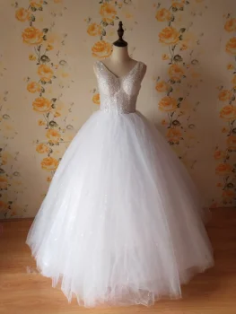 ZJ9165 2020 2019 novo Belo Slonokoščene Elegantno O Vratu Poročne Obleke za neveste Dnu Čipke Stranka Narejen
