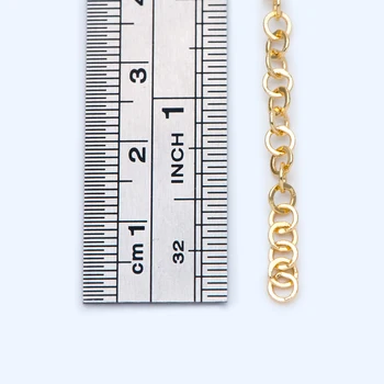 Zlato Krog Kabel Verige 3.7 mm, 18K pozlačeni Medenina, Krog Povezavo Verig (#LK-360)/ 1 Meter=3.3 ft