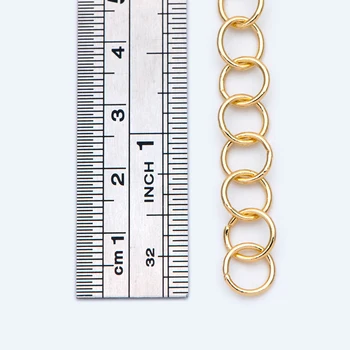 Zlato Krog Zanke Veriga 8 mm, 18K Pravi pozlačeni Medenina, Krog Povezavo Verig Za Nakit, Izdelava DIY (#LK-413)/ 1 Meter=3.3 ft