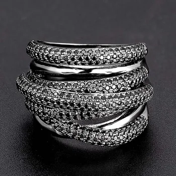 Zlxgirl modni nakit za ženske in moške jet Cirkon baker prst prstani, nakit, visoka poročni prstan najboljši par anel aneis bijoux