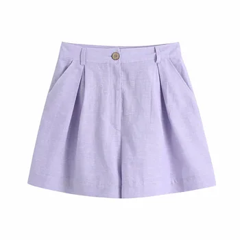 ZREDARA Ustrezala-line široko noge hlače ženske 2021 nov slog vijolično priložnostne hlače ženske ohlapno, tanko visoko-pas hlače