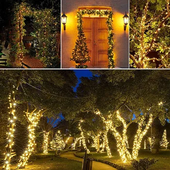 Zunanja Razsvetljava Niz 100 LED Sončni Vrt Svetlobe Sončne Energije Žarnice Božično zabavo, Ulica Teras Ograjo, Balkon Pravljice Garland