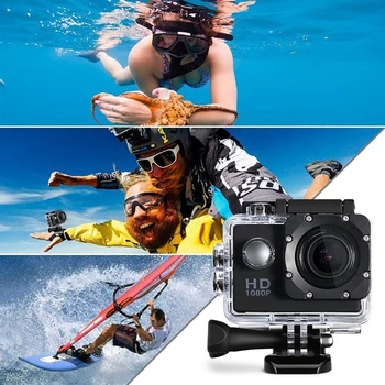 Zunanji delovanje Fotoaparata pod vodo Mini Šport Kamere 30 M Nepremočljiva 2,0-Palčni Zaslon Čelada DV Video Snemanje Z Cam Oprema