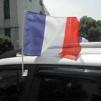 ZXZ 2PCS 30X45CM Francija Okno Avtomobila Zastavo s palico francoski auto zastavo