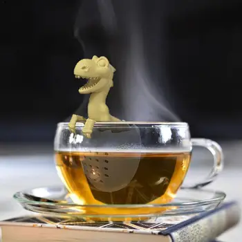 Čaj Cedilo Silikonski Listov Zeliščne Začimbe Filter Dinozaver Obliko Čaj Infuser Sesalnikov Za Večkratno Uporabo Svoboden Filter Za Čaj, Set Pribor