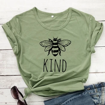 Čebele Vrste Bombaža T-shirt Smešno Izberite Prijaznost Tshirt Lepe Ženske Grafični Motivacijske Vrh Tee Majica
