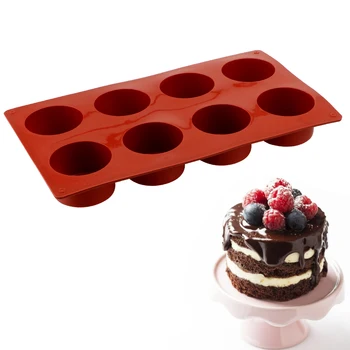 Čokoladni Piškot Torto Plesni Krog Silikonski Torto Plesni Muffin Cupcake Peko Ponev, 8 Lukenj DIY Torto Plesni 3D Ročno Cupcake