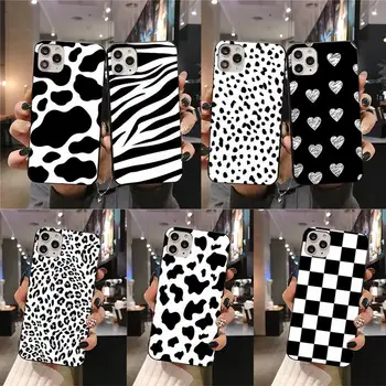 Črna in bela Dalmatinskih Krava zebra teksturo Primeru Telefon za iphone 12 max pro mini 11 pro XS MAX 8 7 6 6S Plus X 5S SE 2020 XR