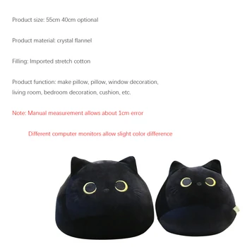 Črna Lepa Luštna Mačka Oblikovan Mehak Pliš Blazine Cartoon Živali Kristalno Flanela Plišaste Igrače Za Valentinovo Obdarovanje