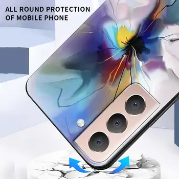 Črnilo Marmorja Vzorec cvet Primeru Telefon Za Samsung Galaxy S20 FE S21 Ultra S10 S8 S9 Plus S10e S7 Rob 5G Črno Lupino Pokrov