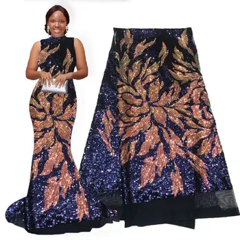 Črno zlato, francoski čipke tkanine 5 metrov vezenje afriške til neto čipke tkanine visoke kakovosti nigerijski ženske poročne obleke čipke