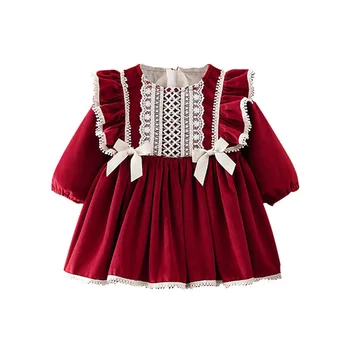 Španska Senorita Rdeča Obleka Princess Dekleta Rojstni Dan Obleko+Klobuk Otrok Formalnih Oblačil
