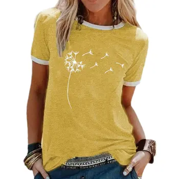 Ženska Bluza Evropski In Ameriški Regrat Vzorec Natisnjene Krog Vratu Kratek Sleeve majica s kratkimi rokavi Ženske