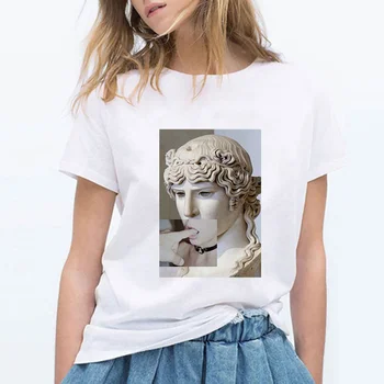 Ženska Moda in ženske Žvečilni Gumi David Michelangelo Kip T-shirt Harajuku Plus Velikost Grafični Majice s kratkimi rokavi Ženske Ulične Hip Hop Modi