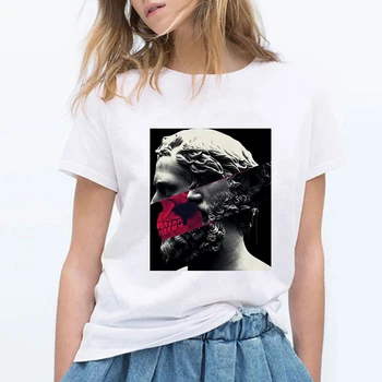 Ženska Moda in ženske Žvečilni Gumi David Michelangelo Kip T-shirt Harajuku Plus Velikost Grafični Majice s kratkimi rokavi Ženske Ulične Hip Hop Modi