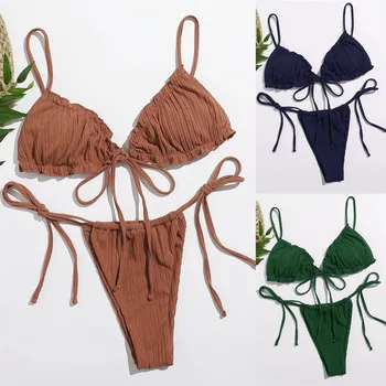 Ženske Bikini komplet Plus Velikost Tiskanja Tankini Swimjupmsuit Kopalke Plažo Oblazinjeni Kopalke za ženske купальники женские 2021