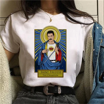 Ženske Grafični Skali Vrh Tees Moda Kraljica Tshirt Ženske Freddie Mercury Kraljica Band Majica s kratkimi rokavi Ženske Harajuku Vintage T-shirt