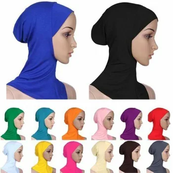 Ženske klobuk, ki je Musliman Skp Headscarf Islamske Turban Indijski klobuki Headwrap gorros mujer Bandanas Klobuki Bombaž Nastavljiva Elastična