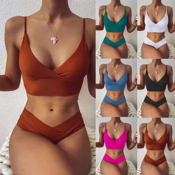 Ženske Kopalke Bandeau Povoj Bikini Komplet Push-Up Brazilski Kopalke Plažo kopalke Plavati купальники женские 2021