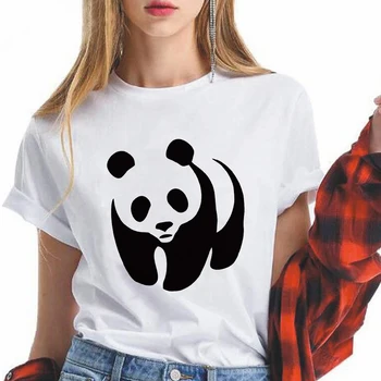 Ženske Majice I Love Panda Slike Veleposlanik Estetske Obleke Poletje Kratek Rokav Bela, Vrh Ulične Hipster Y2K Moda