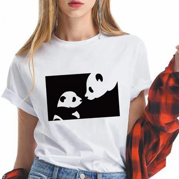 Ženske Majice I Love Panda Slike Veleposlanik Estetske Obleke Poletje Kratek Rokav Bela, Vrh Ulične Hipster Y2K Moda
