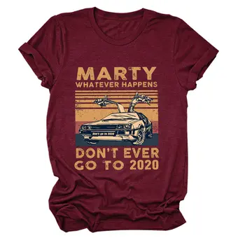 Ženske Marty Ne Kdaj Šel Do leta 2020 Vrh Cvetlični Tee Črke Smešno Priložnostne Estetske Trendy Ulične Grafike Hipster T-Shirt