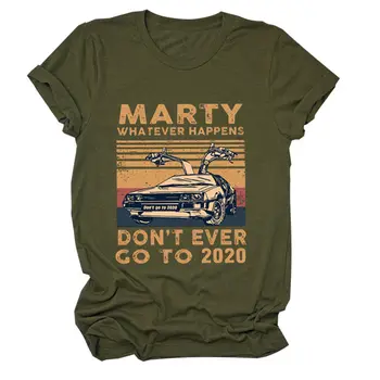Ženske Marty Ne Kdaj Šel Do leta 2020 Vrh Cvetlični Tee Črke Smešno Priložnostne Estetske Trendy Ulične Grafike Hipster T-Shirt