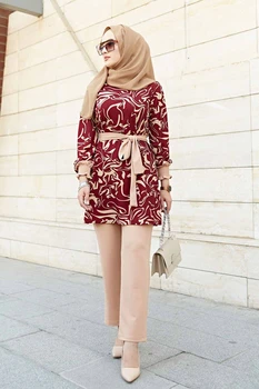 Ženske muslimanskih dvojno Abaya obleka ohlapno Nidha long sleeve solid color Dubaj turčija Islamska oblačila tam kaftan obleko skromne obleke